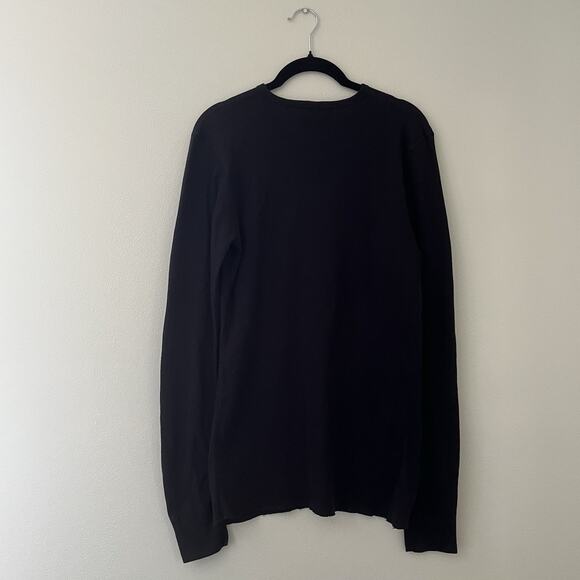 Vtg Y2K Black Crystal Embellished Bedazzled Silver Dagger Longsleeve Thermal Top - Picture 3 of 6